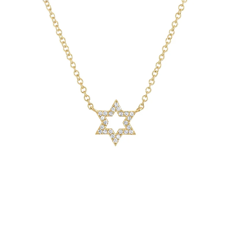 14KT GOLD DIAMOND OPEN STAR OF DAVID NECKLACE