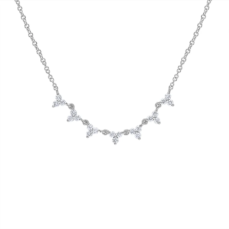 14KT GOLD DIAMOND SEVEN TRIO NECKLACE