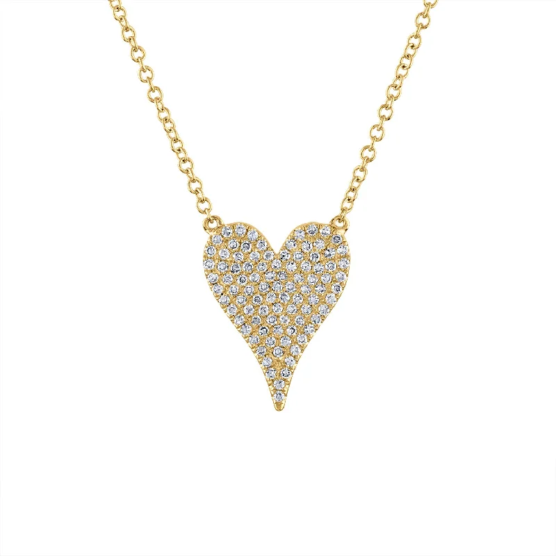 14KT GOLD MEDIUM MODERN HEART DIAMOND NECKLACE