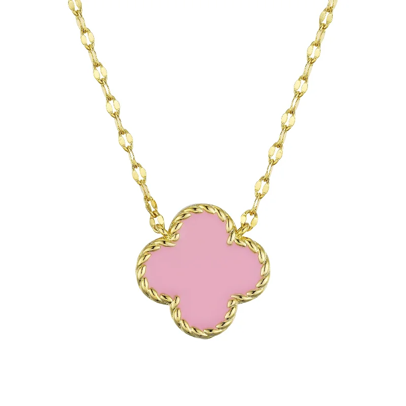 Four Leaf Clover Necklace - Pink