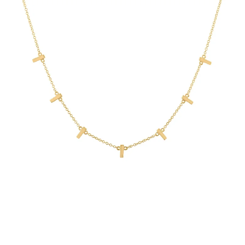 14KT GOLD 7 MINI BAR NECKLACE