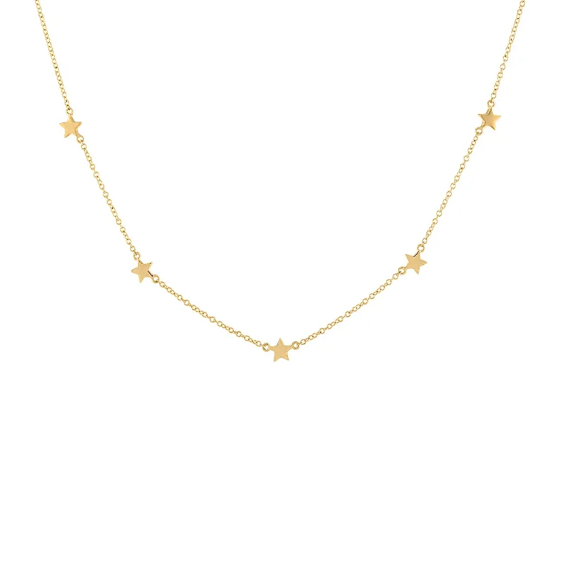 14KT GOLD PLAIN FIVE STAR NECKLACE