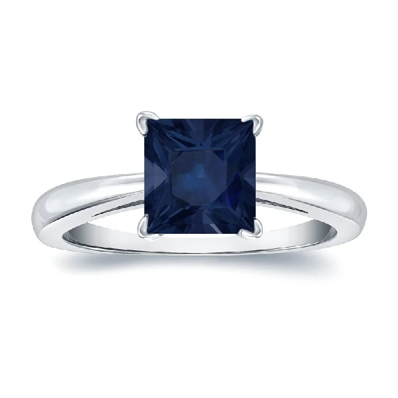 Auriya 14k Gold Princess-cut Sapphire Solitaire Engagement Ring 2ct TGW