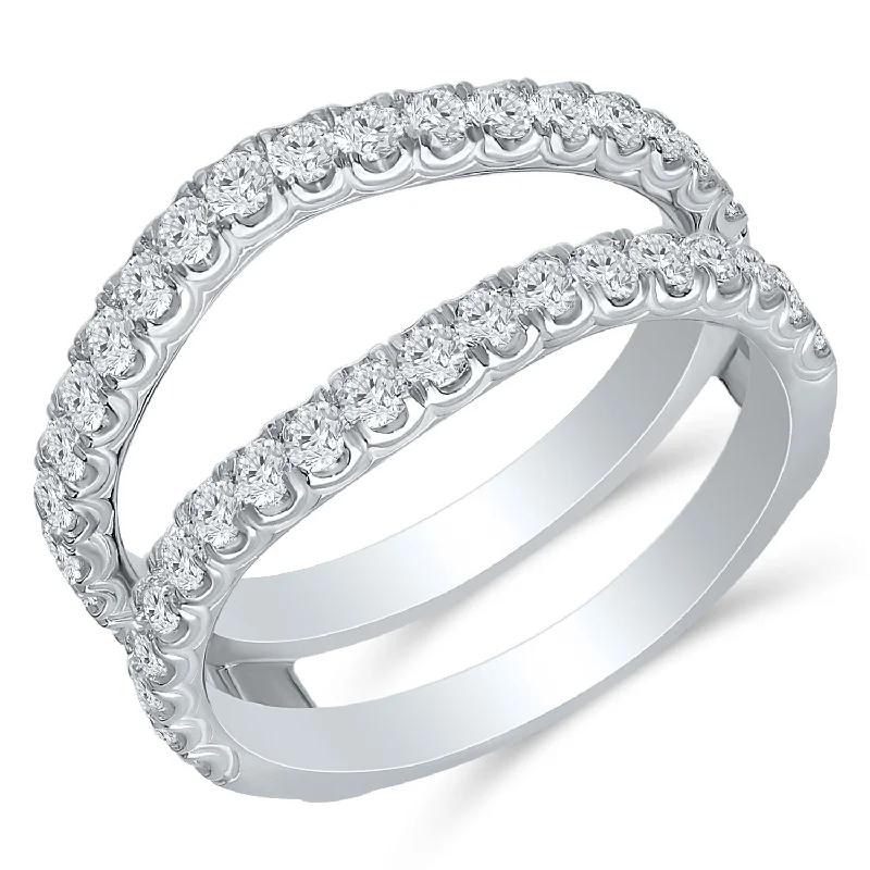 White Gold Diamond Engagement Ring Guard with 38 Diamonds, 1.0 cttw