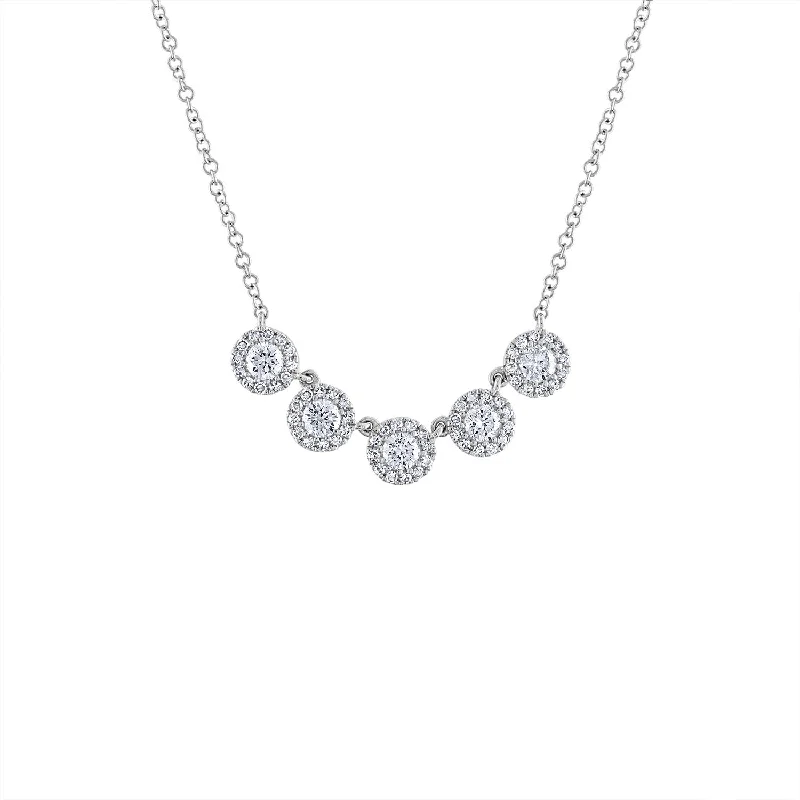 14KT GOLD FIVE MARTINI SET DIAMOND NECKLACE