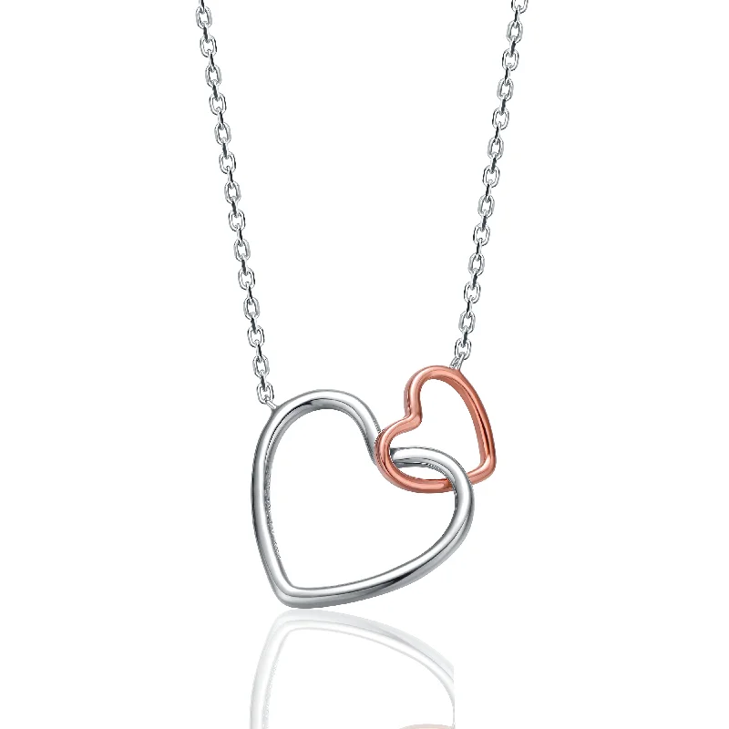 Sterling Silver and Rose Gold Plated Two-Tone Heart Necklace