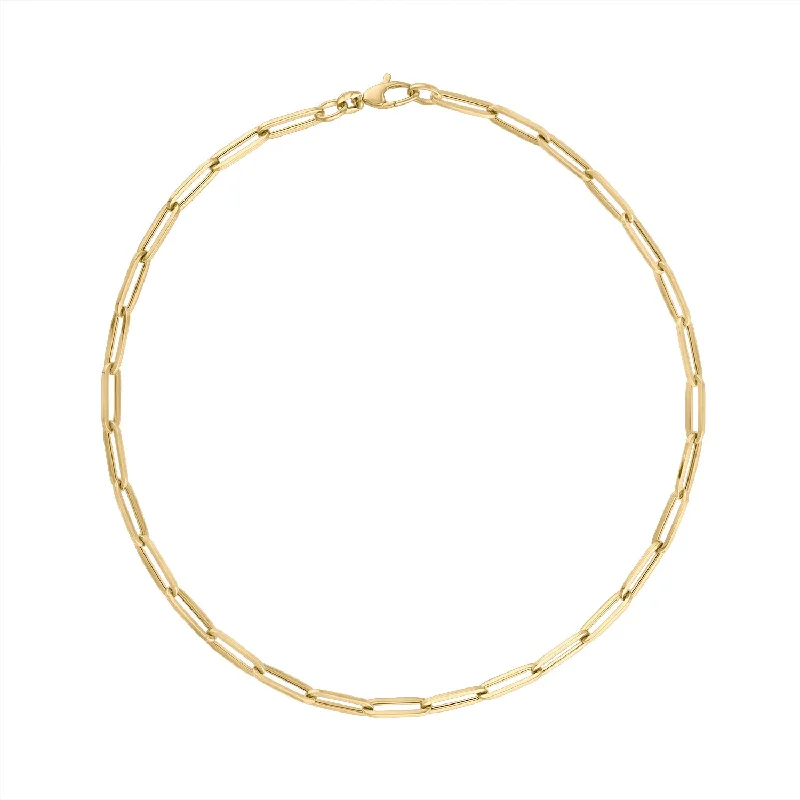 14KT GOLD MEDIUM RECTANGLE LINK NECKLACE