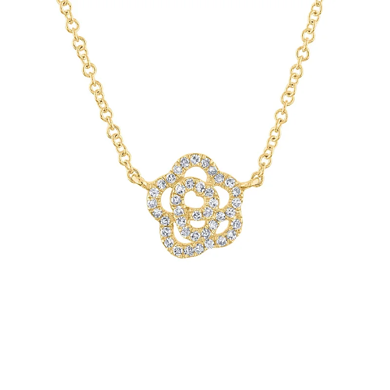 14KT GOLD DIAMOND FLOWER NECKLACE