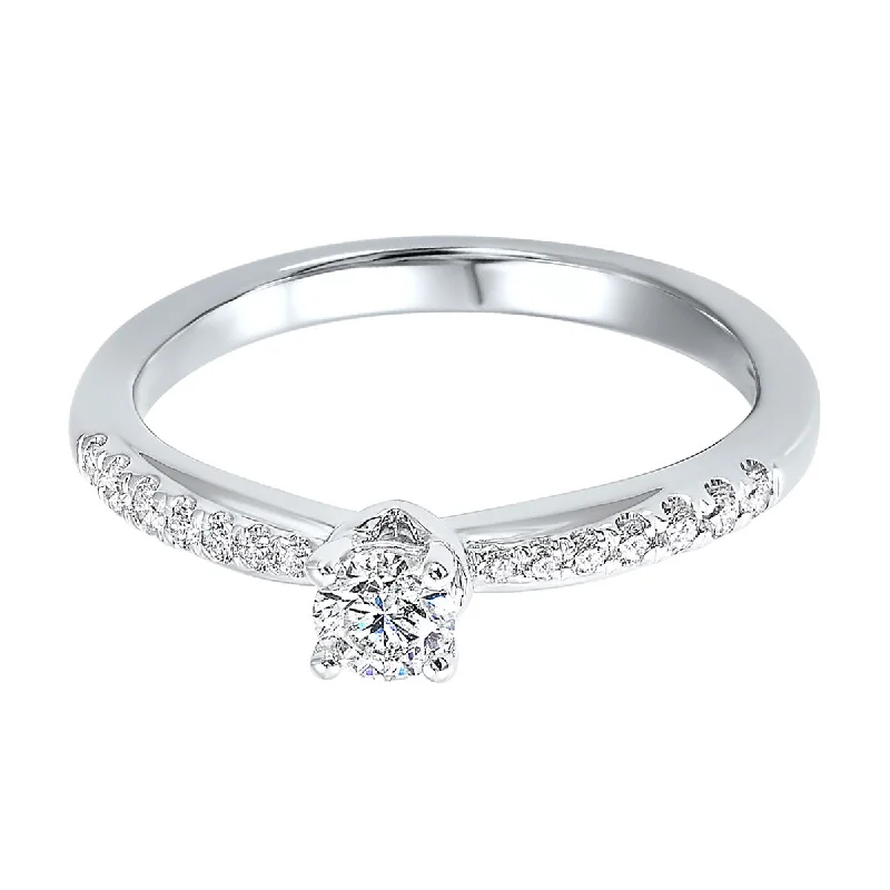 Pave Diamond Engagement Ring- 0.33 ctw.