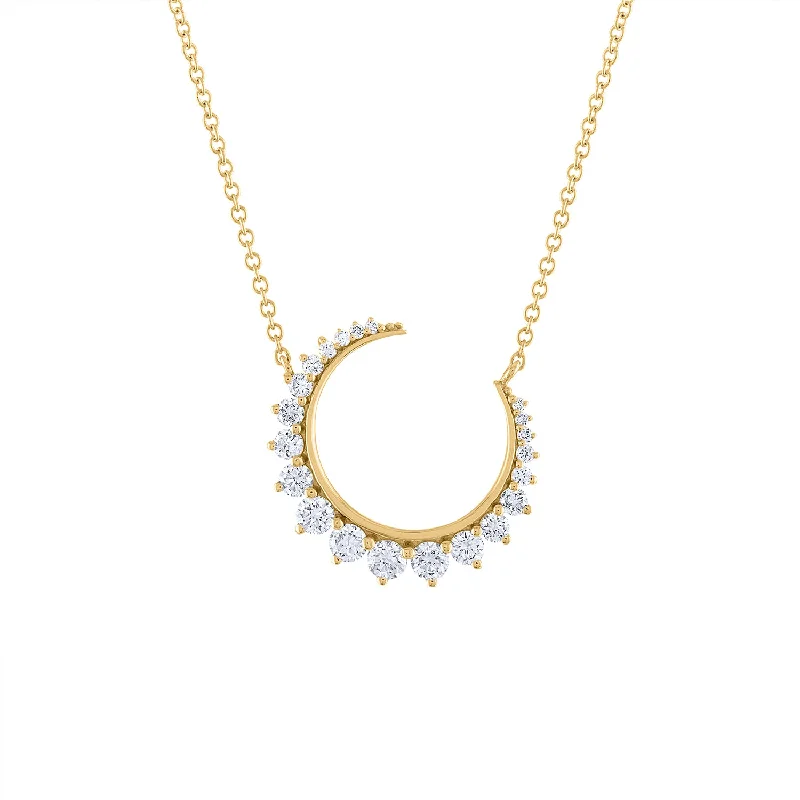 14KT GOLD DIAMOND CRESCENT NECKLACE