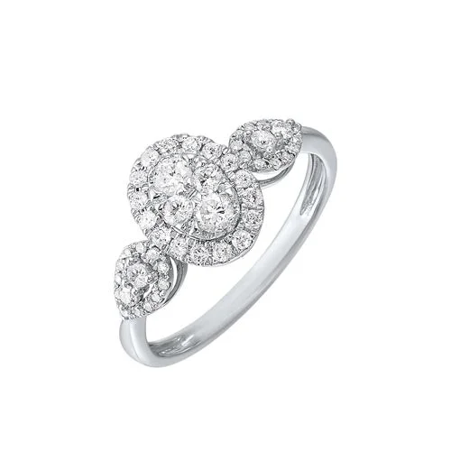 Diamond Antique Oval Triple Halo Engagement Ring in 14k White Gold (½ ctw)