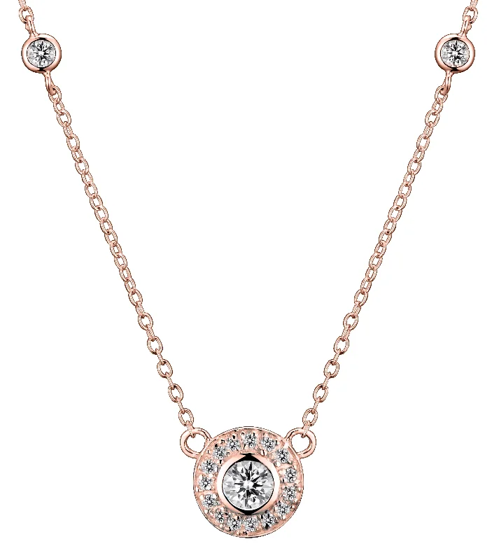 Charlotte Rose Plated Round Bezel Set Necklace