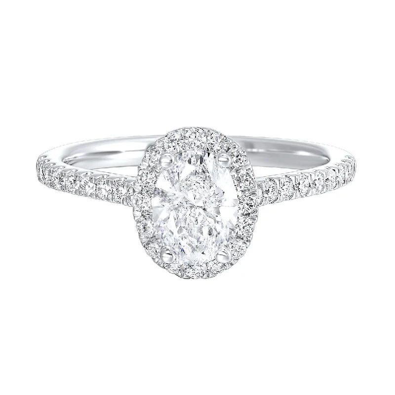 Oval Cut Lab Created Diamond Engagement Ring with Halo