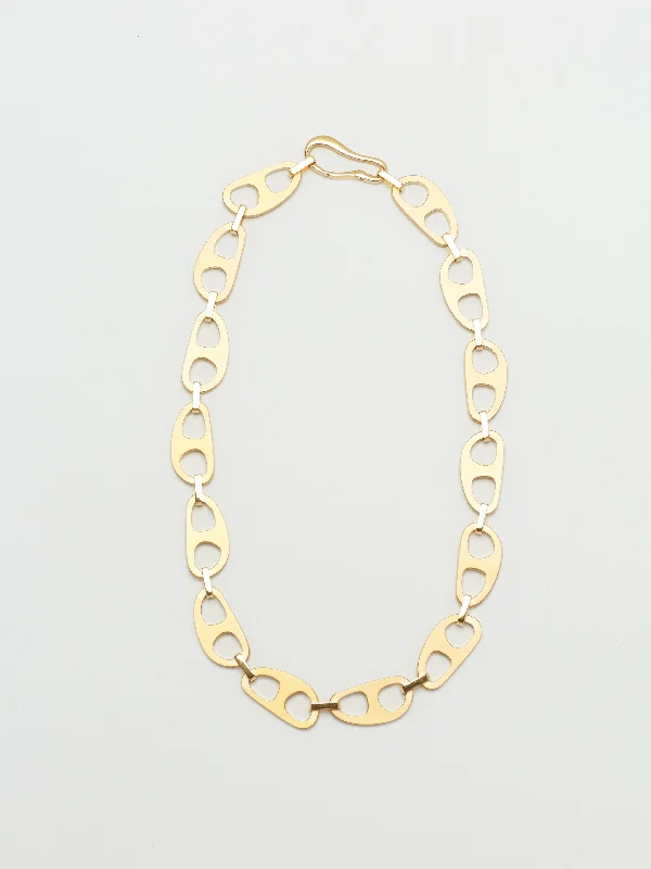 Gold Brushed Tab Necklace