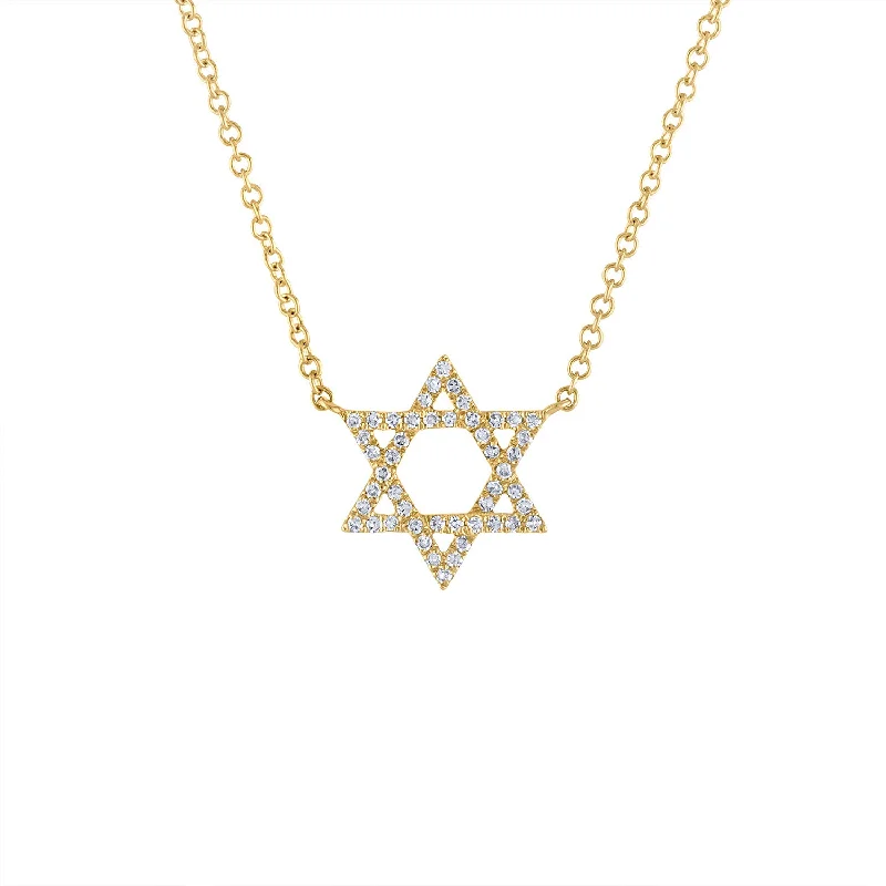 14KT GOLD DIAMOND OUTLINE STAR OF DAVID NECKLACE