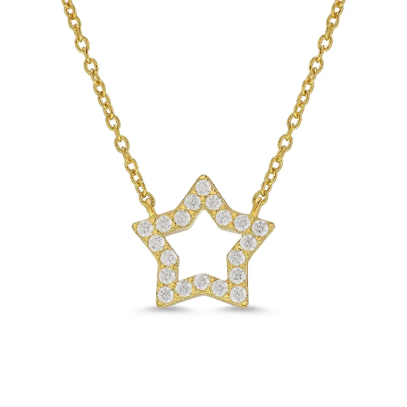 CZ Open Star Necklace in 18k Gold over Sterling Silver