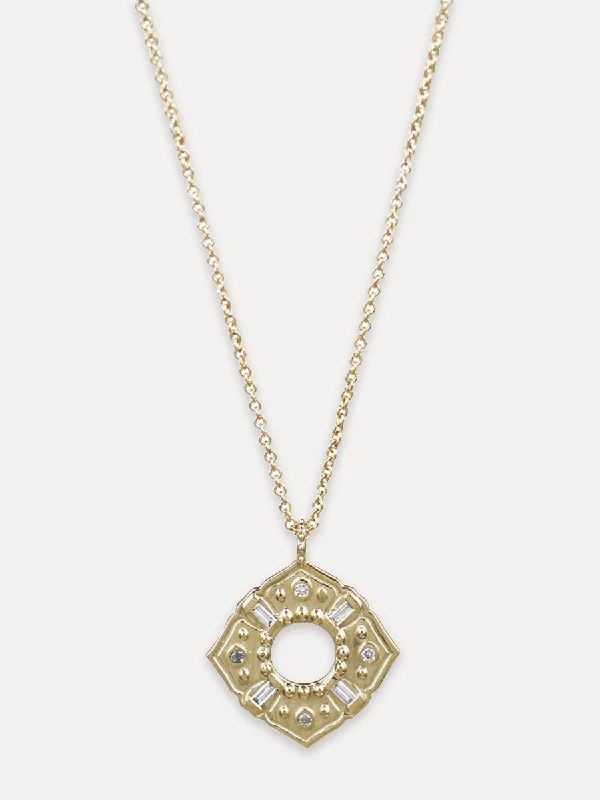 14K Anahata Baguette Diamond Necklace