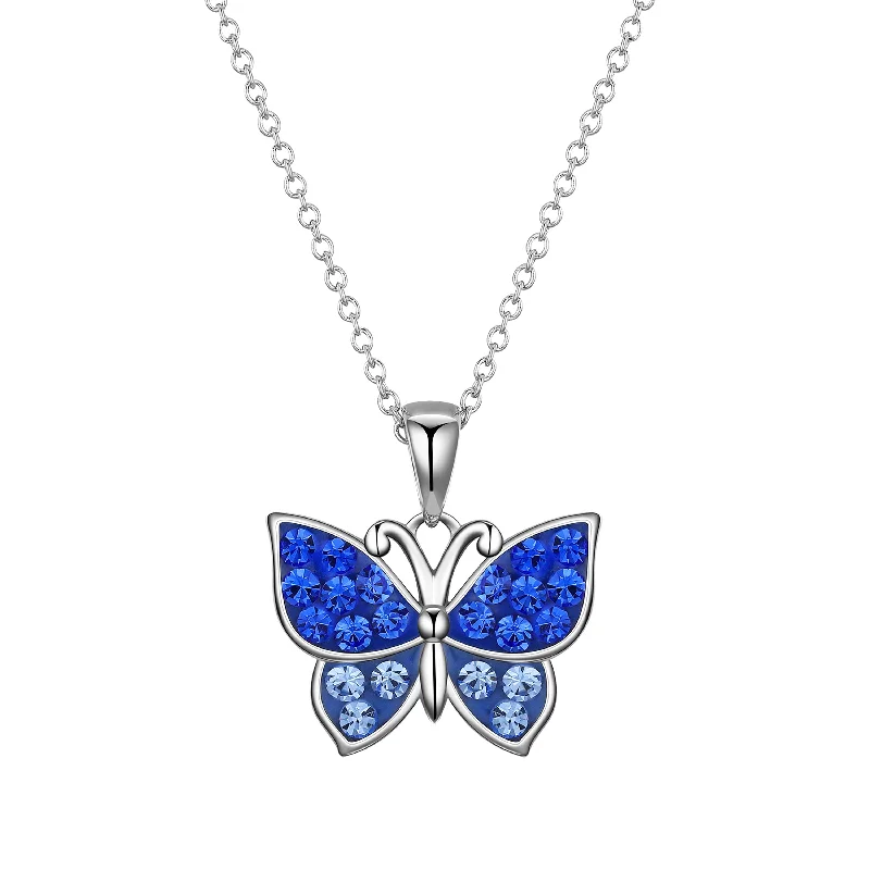 Crystal Butterfly Necklace - Blue