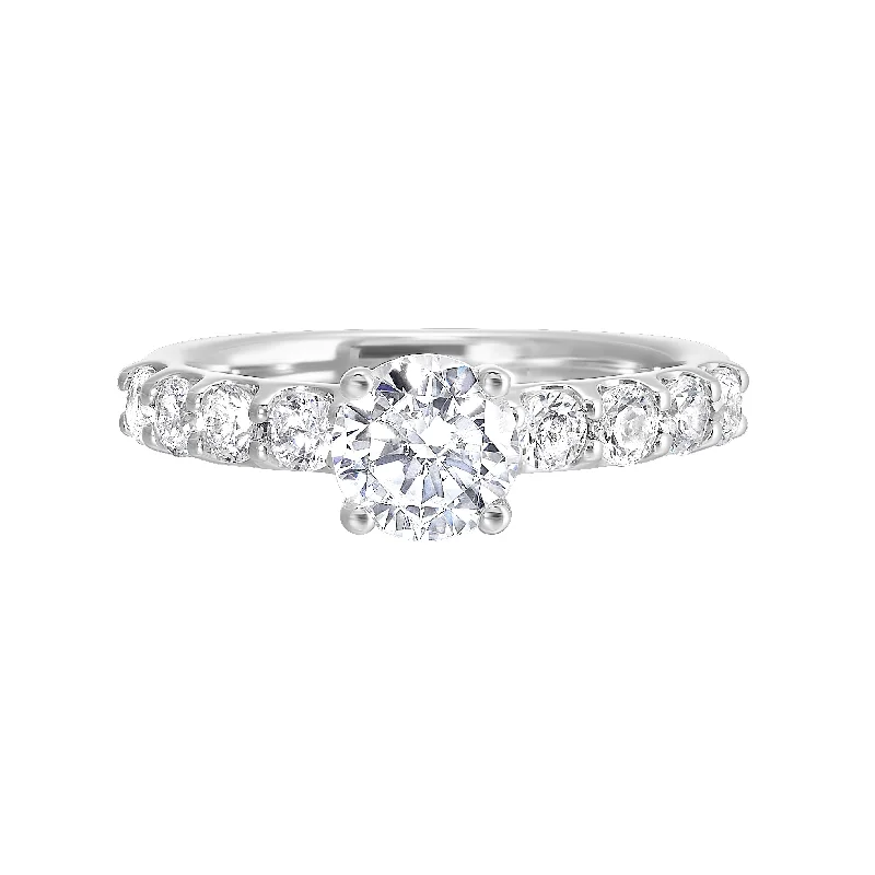 Petite Round Cut Lab-Created Diamond Engagement Ring in White Gold, 1.66 cttw