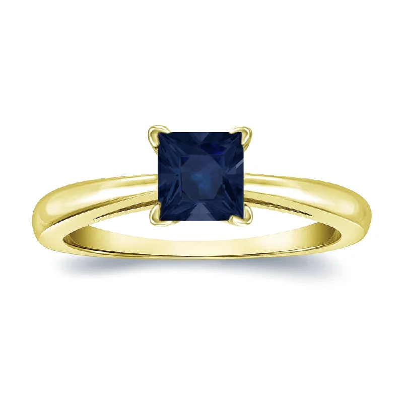 Auriya 14k Gold Princess-cut Sapphire Solitaire Engagement Ring 1/4ct TGW