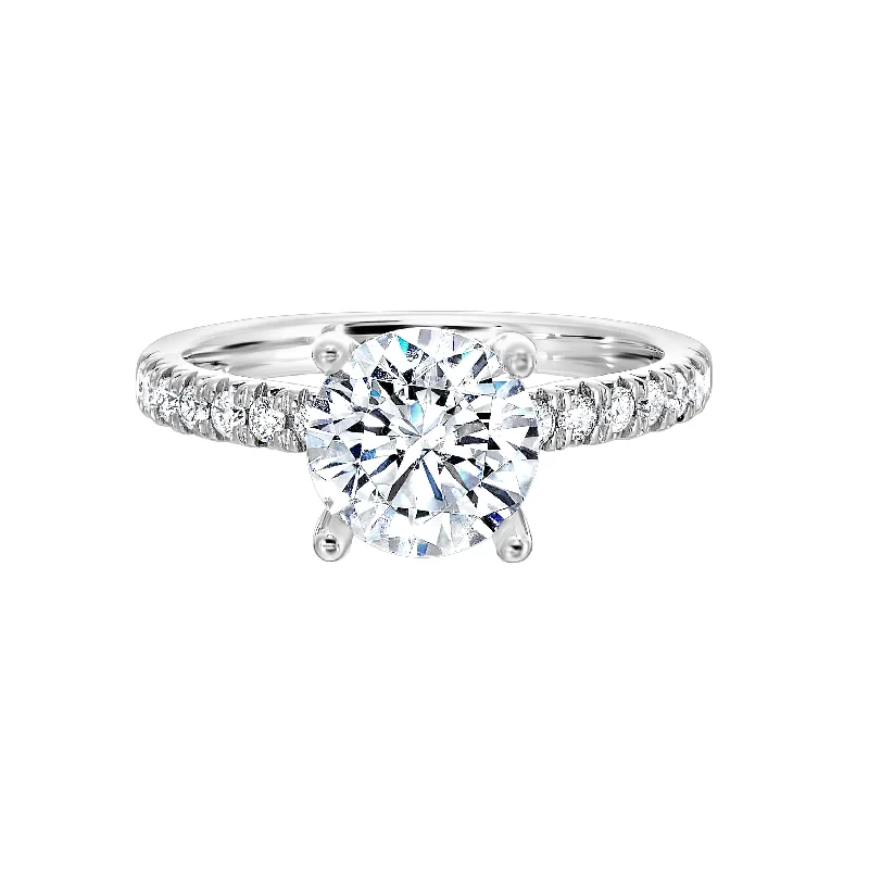 Round Brilliant Cut Hidden Halo Lab-Created Diamond Pave Engagement Ring in White Gold, 2.38 cttw