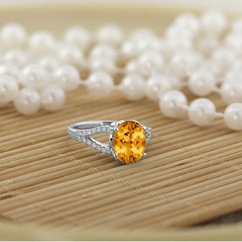 Auriya 3 1/3ct Fancy Oval Citrine and Diamond Engagement Ring 1/3cttw 14k Gold