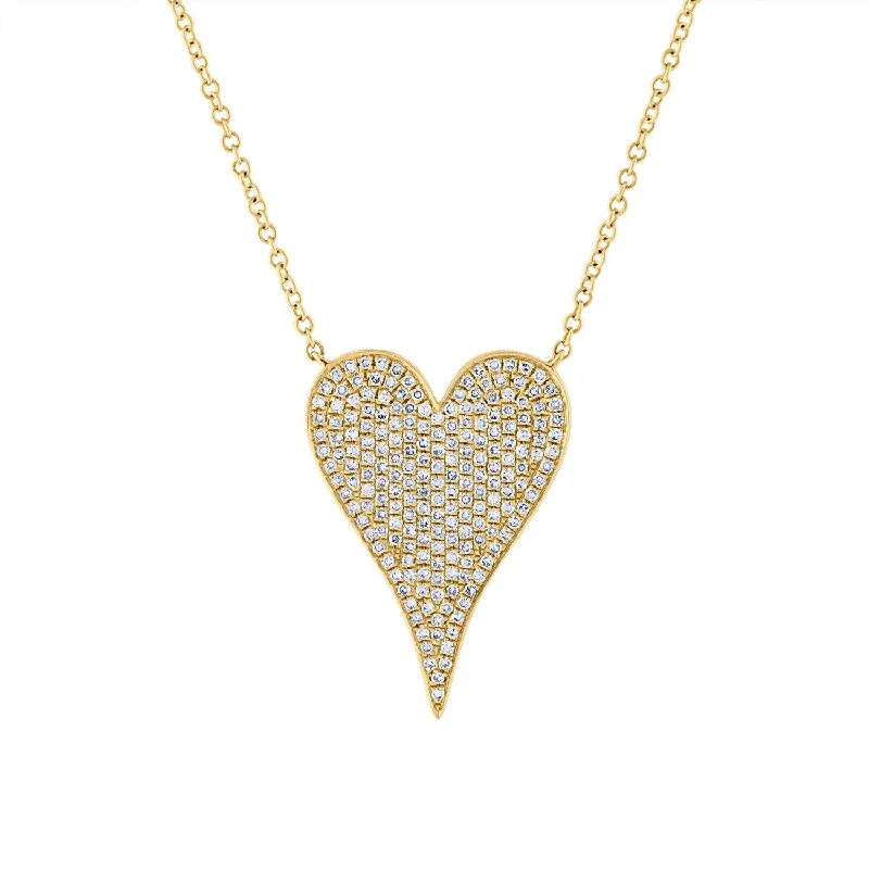 14KT GOLD DIAMOND LARGE MODERN HEART NECKLACE