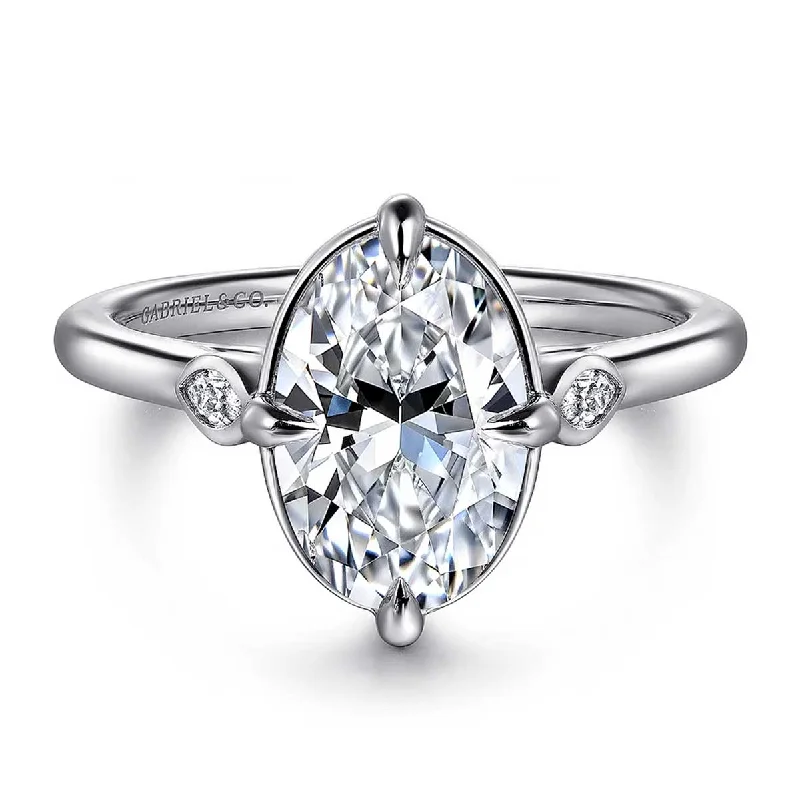 Charli Oval Diamond Engagement Ring Setting with Side Diamonds