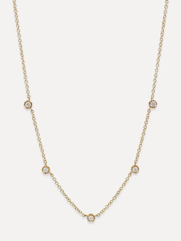 14K Pavé Diamond Round Charm Necklace