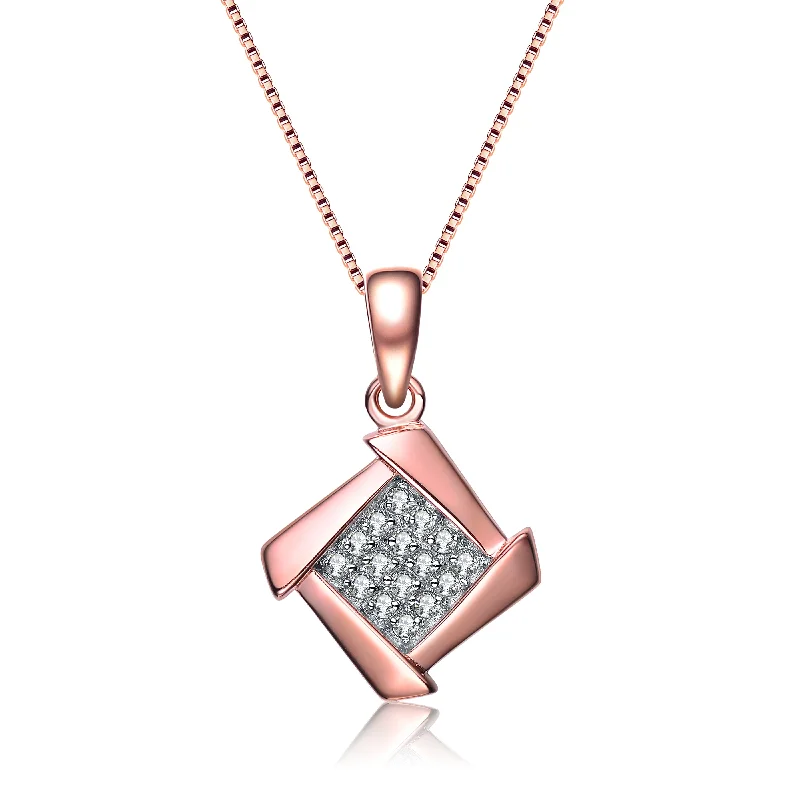 Rose Gold Cubic Zirconia Pave Necklace