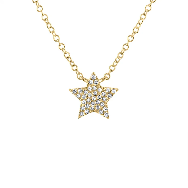 14KT GOLD DIAMOND PAVE STAR NECKLACE