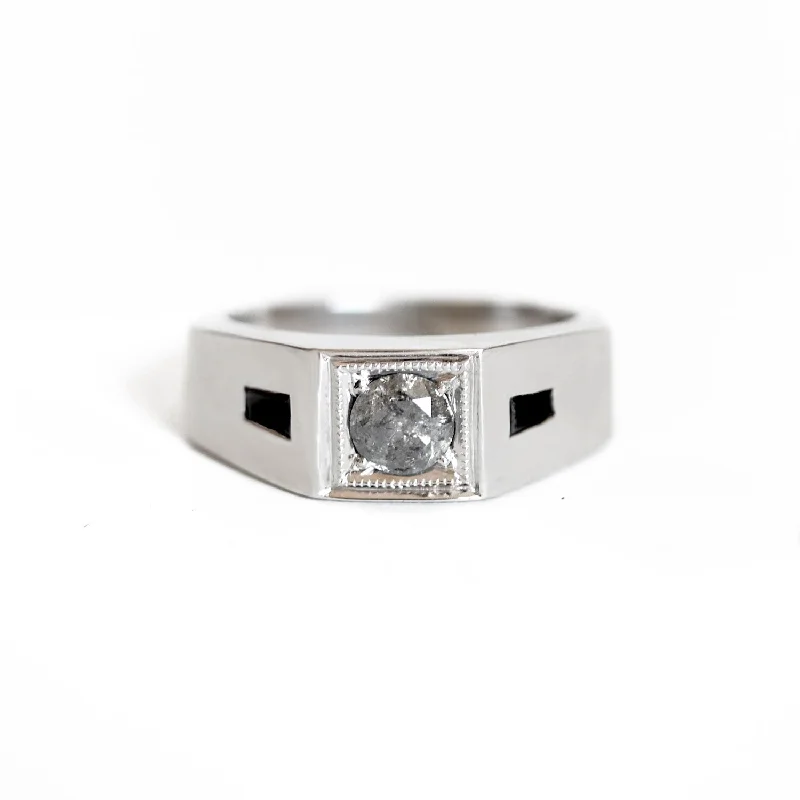 Deco Salt and Pepper Diamond Men's Engagement Ring