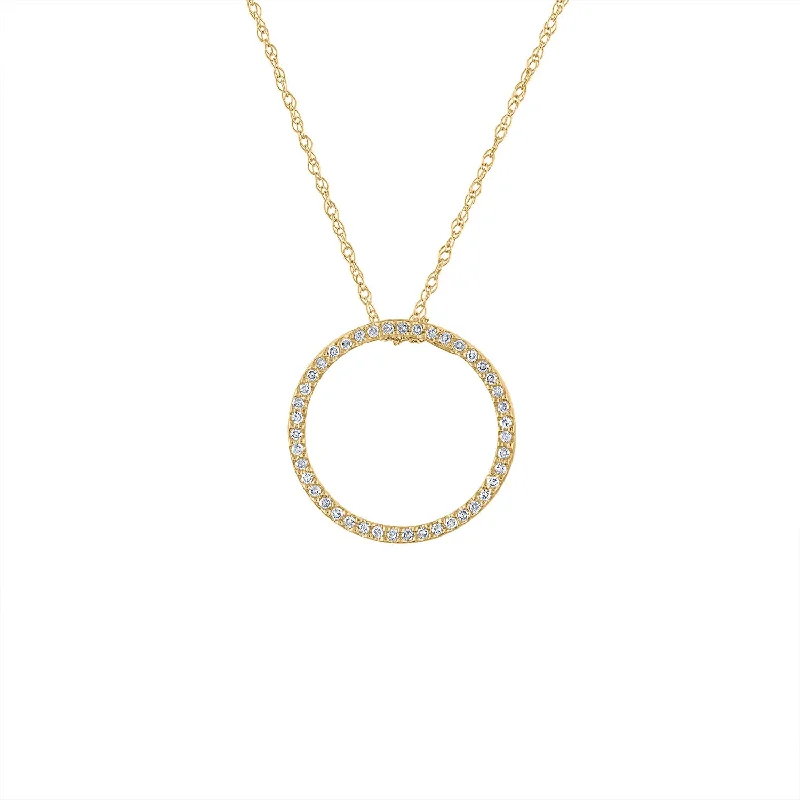 14KT GOLD MEDIUM DIAMOND OPEN CIRCLE NECKLACE